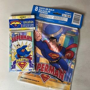 NEW Vintage 1996 Superman Party Invitations & Party Bags 90s
